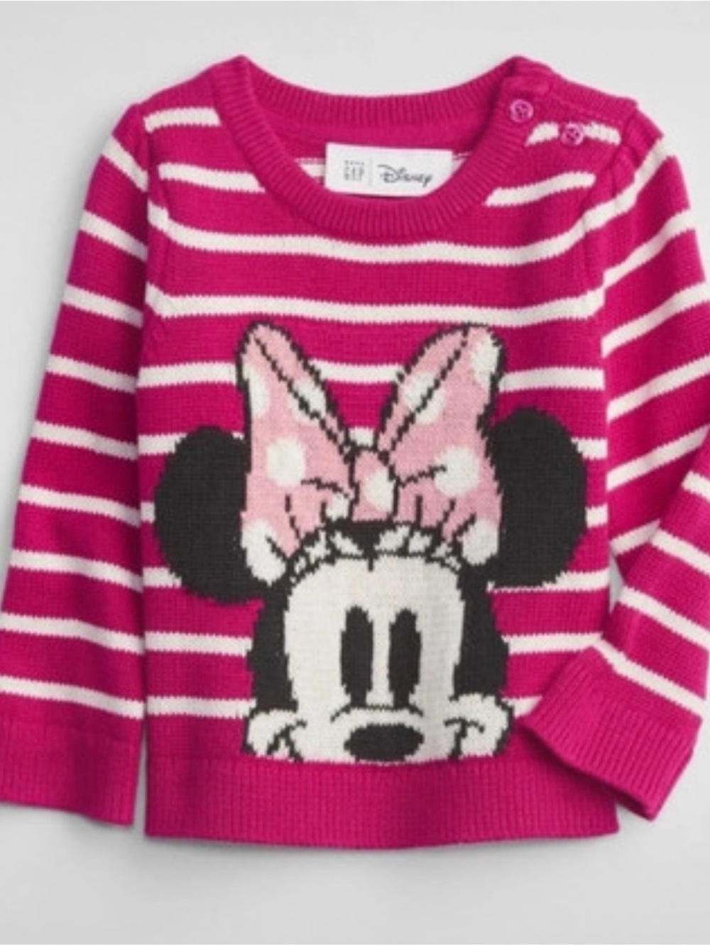 Gap Disney Minnie Mouse Pink Striped Kids Sweater NWT size 3-6 months